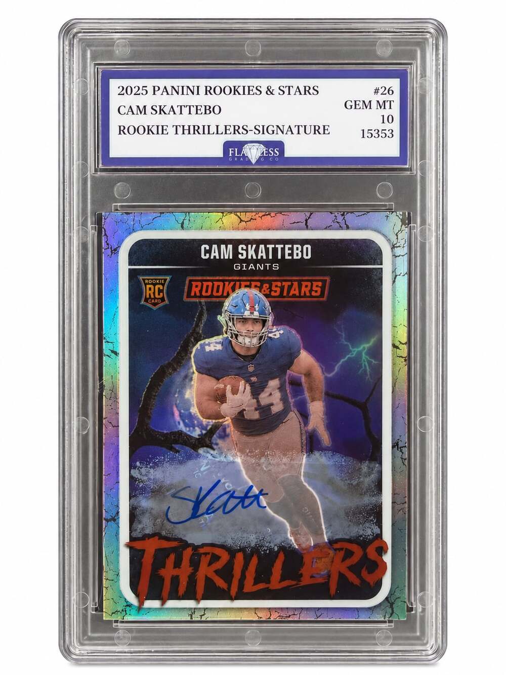 2025 Panini Rookies & Stars - Thrillers Cam Skattebo #26 Signatures /99 (AU, RC)